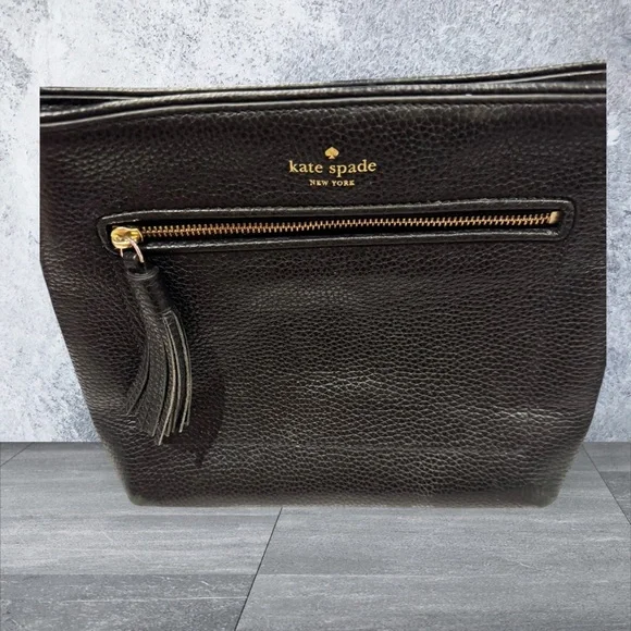 Kate Spade Black Leather Crossbody Bag with Tassel - Picture 3 of 8